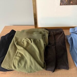 Set of Ribbed Maternity Bike Shorts in Black, Olive, and Blue